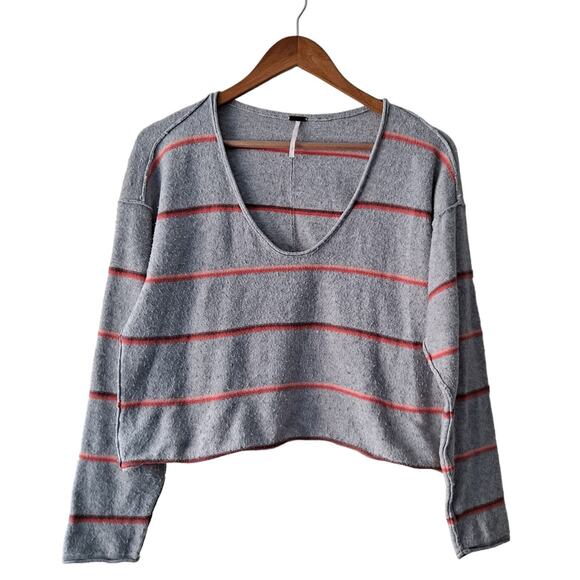 Free People Sweaters - Free People Make You Mine Sweater in Gray w Orange & Pink Striped -Size S/P